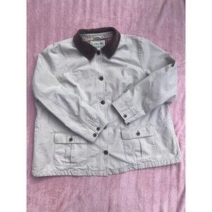 L.L. Bean Light Gray Utility Jacket with Dark Brown Collar